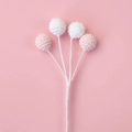 Handgefertigter Häkel-Beerenstiel mit rosa und weißen Strickbällen für Wohndeko - Farbverlauf Weiß-Rosa