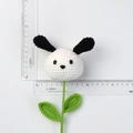 Handmade crochet white puppy flower with black ears for creative bouquet gifts - Black Eared Dog Style