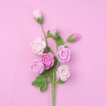 Handmade crochet pink rose branch with multi-head knitted flowers for gift decoration - Barbie Rose Branch / Gradient Rose Red
