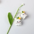 Handmade crochet Lily of the Valley flower with a cute white rabbit head variant design - Lily of the Valley Rabbit Style