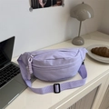 Sporty light purple nylon crossbody bag with woven zipper pull and adjustable strap - Purple