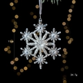 Sparkling transparent acrylic snowflake ornament with silver glitter and hanging string - Snowflake No.2