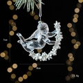 Transparent acrylic Christmas angel ornament with silver glitter star ring, size 8x7cm - Angel