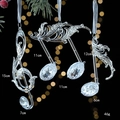 Silver glitter musical note Christmas ornaments in clear acrylic with size measurements - 3-Piece Musical Note Set