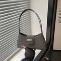 Bolso baguette de ante gris con estampado de leopardo y elegante hebilla dorada - Leopardo Gris