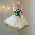 Green ballet dancer Christmas ornament with white tulle skirt and gold wings 15cm - Type A Gold Girl