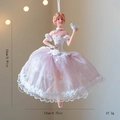 Pink ballet girl ornament with glitter tulle skirt and bird detail, 15cm height - Type A Pink Girl