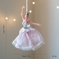 Pink ballerina ornament with mesh skirt and gold crown, size 17cm for festive decoration - Type B Pink Girl