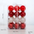 24pcs 6cm Christmas balls set in red and white pearl finish for tree decoration - 6cm / Red