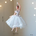 Elegant Christmas ballerina ornament with white lace tutu and sparkling gemstone detail - Type A White Girl