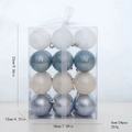 24-piece 6cm Christmas balls set in white and blue matte and glitter finishes - 6cm / Blue