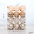 Set of 24 champagne gold and silver 6cm Christmas balls with mixed textures in a clear box - 6cm / Champagne