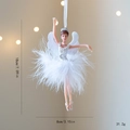 White ballerina angel ornament with sequins and feathers, dimensions 18cm by 8cm - Type A Feather Girl