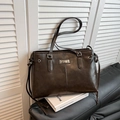 Retro dark brown PU leather backpack in tote style with decorative side tassels - Brown