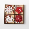 Weihnachtsanhänger Set aus Holz mit Schneeflocken und Sternen in einer Holzbox - Kartonverpackung / Gemischte Farben