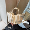 Chic off-white pleated cloud handbag with twin handles and crossbody strap - Off White
