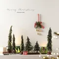 30cm mini pine Christmas trees with wood base and candle holder for festive tabletop decor - Set of 5 Trees