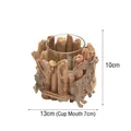 Portavelas de madera rústica con vaso de vidrio y dije de reno de corteza - Portavelas Pequeño n.º 1-Madera a la Deriva (Reno)