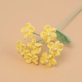 Handmade crochet bouquet featuring yellow forget-me-not flowers with white pearl centers - 7-Head Forget-Me-Not with Artificial Pearl / Yellow
