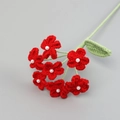 Handmade crochet red rose branch with seven flowers and pearl centers for gifts - 7-Head Forget-Me-Not with Artificial Pearl / Red