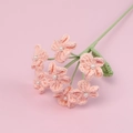 Handmade crochet pink flower bouquet with white pearls for home decor and creative gifts - 7-Head Forget-Me-Not with Artificial Pearl / Pink