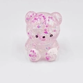 Detail of pink transparent bear squishy toy filled with heart sequins and glitter - Princess Red Pearl