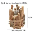 Portavelas de madera natural con vaso de vidrio y cuerda, 13x10cm decorativo mesa - Portavelas Grande n.º 2-Madera a la Deriva (Árbol)
