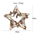 Handmade wooden star wall decor with natural pine cones and twigs, 40x40cm size - No.5 Star Ornament-Birch Wood