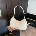 Chic cream white patent leather hobo bag with Fashion & Bags logo for daily commute - White