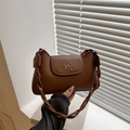 Sac à bandoulière marron vintage avec nœud argenté et bandoulière tissée femme - Marron