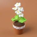 Handgemaakte gehaakte witte madeliefjes in oranje pot met vijf bloemen ornamenten - Driebladige Geluksbloem Potplant / Groene Geluksklaver