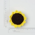 Handmade crochet sunflower keychain accessory in yellow and brown, size 9cm - Bright Yellow Sunflower Green Back