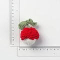 Handmade crochet red and white lucky charm pendant with leaf detail and size ruler - Finished Yarn Lychee Doll (approx. 5cm)