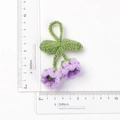 Handmade crochet purple bell flower keychain with green leaves and measurement scales - Double Purple Lily Of The Valley