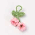 Handmade crochet pink lily of the valley keychain with green leaves and woven loop - Double Pink Lily Of The Valley
