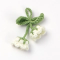 Handmade crochet Lily of the Valley keychain with white blossoms and green leaves - Double White Lily Of The Valley