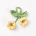Handmade crochet yellow flower keychain pendant with green leaves and knitted loop - Double Yellow Lily Of The Valley