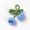 Handmade crochet blue bell orchid keychain charm with green leaf knitted details - Double Blue Lily Of The Valley