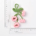 Handmade crochet pink flower keychain accessory measuring 10.5cm by 6.5cm - Quad Pink Lily Of The Valley