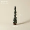 Green mini 37cm flocked Christmas tree on wood base for table decoration - 37cm Silver Glitter Tree