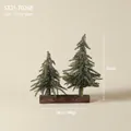 30cm mini snowy pine Christmas tree with rustic wood base for tabletop decor - Silver Glitter Double Tree