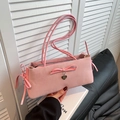 Bolso rosa con lazo y colgante de corazón de ante sintético para mujer con estilo - Rosa
