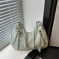 Chic mint green pleated leather hobo bag with stylish vertical zipper details and wide strap - Green