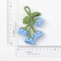 Handmade crochet lily of the valley keychain in light blue with green leaves and a ring - Quad Blue Lily Of The Valley