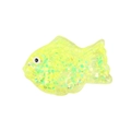 Translucent yellow fish squishy toy with gold glitter and hexagon sequins filling - Fluorescent Green Fish