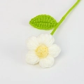 Fiore a sbuffo all'uncinetto fatto a mano in bianco e giallo con stelo decorativo - Grande (Foglia Singola) / Bianco