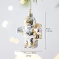 Decorazione natalizia astronauta in vetro argento con dettagli dorati e cordino, 9cm - Astronauta