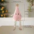 Pink plush Christmas tree ornament with golden star and striped legs, 19x14cm size - Style D Pink (20cm Christmas Tree with Legs)