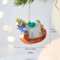Christmas rocking horse glass ornament with yellow mane and green saddle 7cm - Rocking Horse