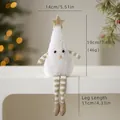 White plush Christmas tree doll with long striped legs and golden star on a white platform - Style D White (20cm Christmas Tree with Legs)